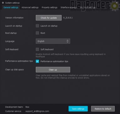 Nox App Player Settings