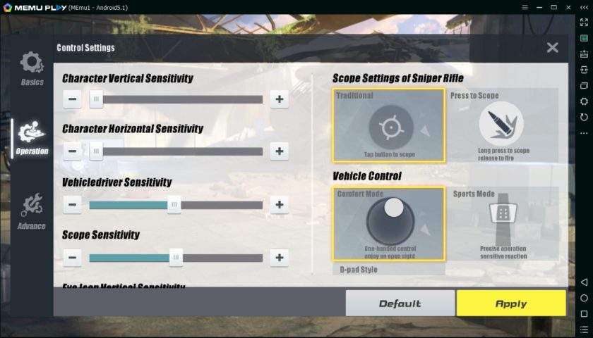 RoS Operation Settings