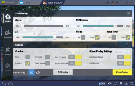 RoS Basics Settings BS3