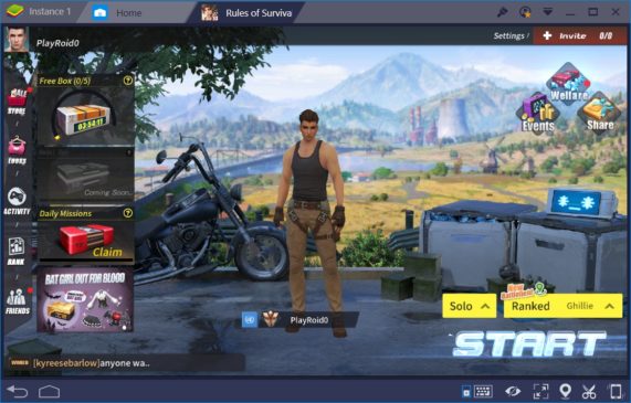 Rules of Survival Bluestacks Lobby