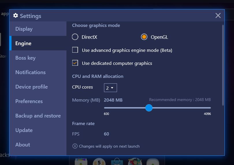 BS4 Engine Settings